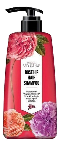 Купить Шампунь для волос с маслом шиповника Around Me Rose Hip Hair Shampoo 500мл, Welcos