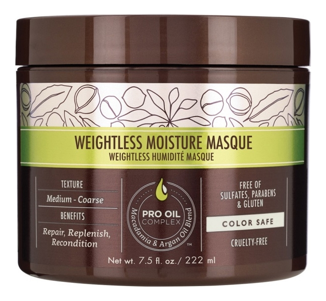 

Увлажняющая маска для волос с маслом арганы и макадамии Professional Weightless Moisture : Маска 222мл, Увлажняющая маска для волос с маслом арганы и макадамии Professional Weightless Moisture
