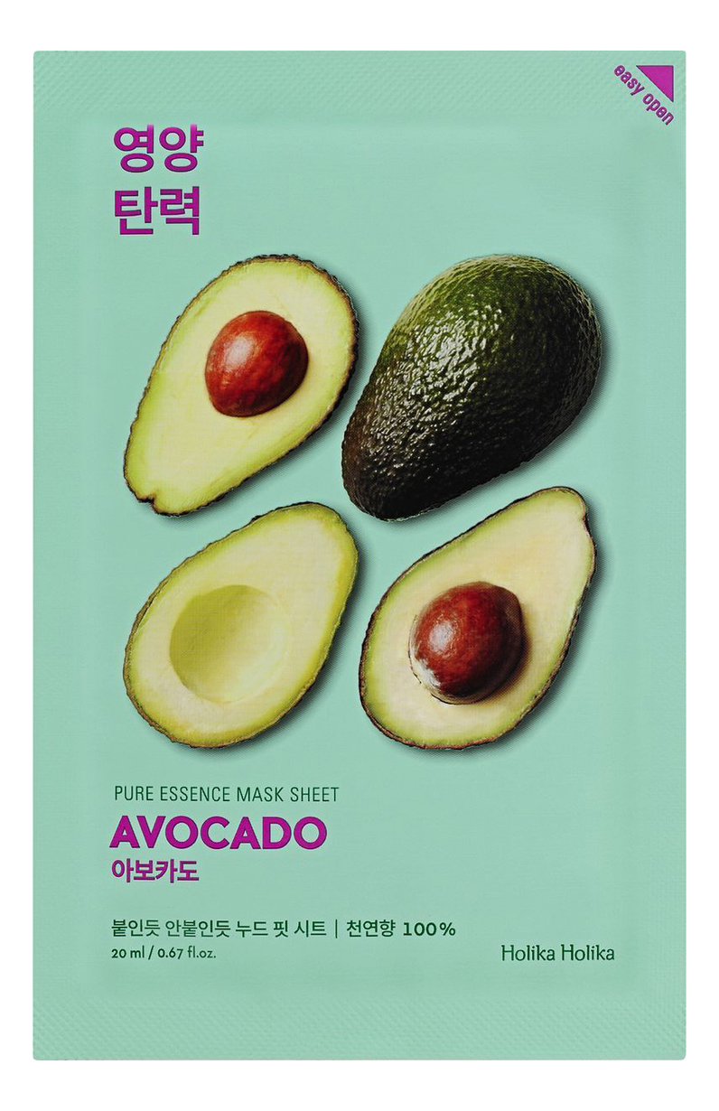 

Успокаивающая тканевая маска для лица с экстрактом авокадо Pure Essence Mask Sheet Avocado 23мл: Маска 1шт, Успокаивающая тканевая маска для лица с экстрактом авокадо Pure Essence Mask Sheet Avocado 23мл