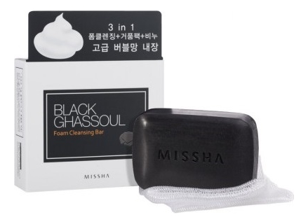 Минеральное мыло с марокканской глиной и древесным углем Black Ghassoul Foam Cleansing Bar 80г