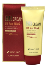 3W CLINIC Солнцезащитный BB крем для лица BB Cream UV Sun Block SPF50+ PA+++ 50мл