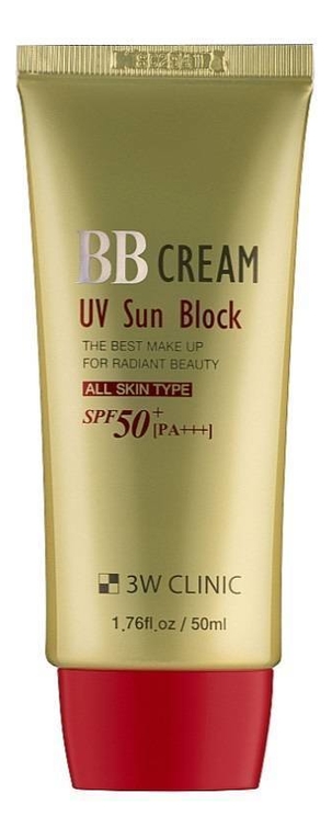 Купить Солнцезащитный BB крем для лица BB Cream UV Sun Block SPF50+ PA+++ 50мл, 3W CLINIC