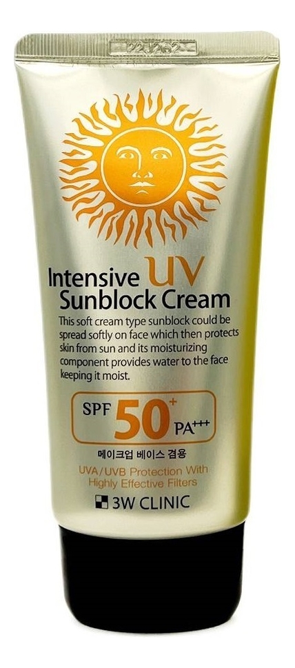 Купить Солнцезащитный крем для лица Intensive UV Sun Block Cream SPF50+ PA++ 70мл, 3W CLINIC