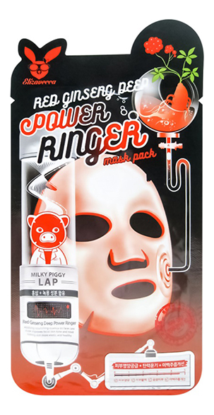 Купить Тканевая маска для лица с экстрактом красного женьшеня Red Ginseng Deep Power Ringer Pack Mask: Маска 23мл, Elizavecca