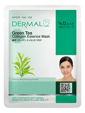 DERMAL Тканевая маска для лица Green Tea Collagen Essence Mask 23г (зеленый чай и коллаген)