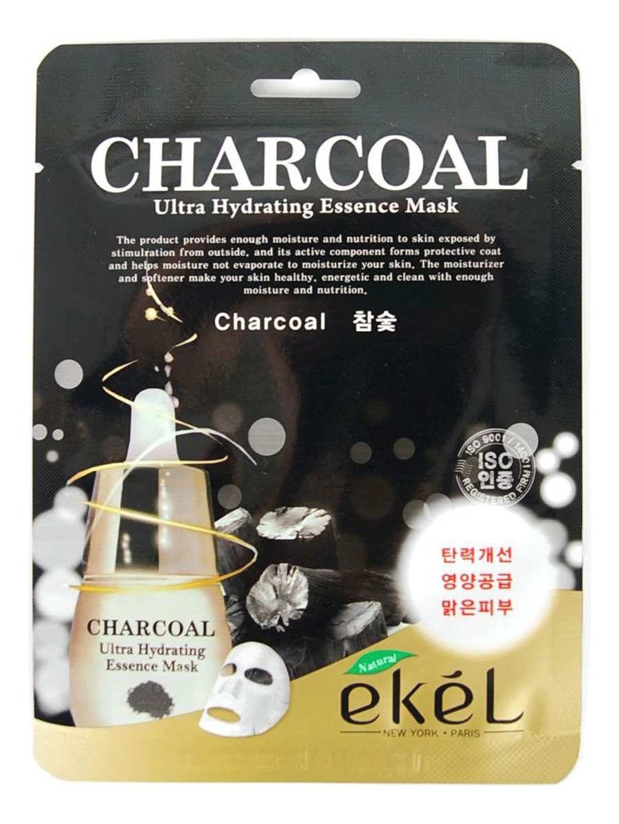 Тканевая маска для лица с экстрактом древесного угля Charcoal Ultra Hydrating Essence Mask 25г ekel маска тканевая с экстрактом древесного угля charcoal ultra hydrating essence pack 150 г 5 шт по 25 мл