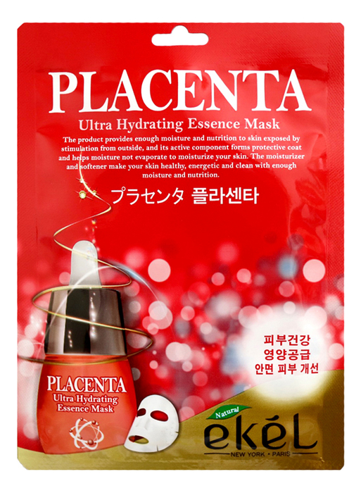 Купить Тканевая маска для лица с экстрактом плаценты Placenta Ultra Hydrating Essence Mask 25г, Ekel