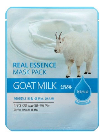 Тканевая маска для лица с козьим молоком Real Essence Mask Pack Goat Milk 25мл: Маска 1шт juno тканевая маска real essence mask pack с козьим молоком 25 г 25 мл