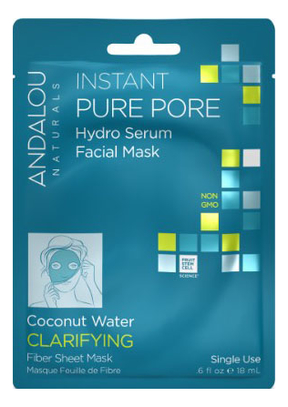 Купить Маска-сыворотка для лица очищающая Instant Pure Pore Hydro Serum Facial Mask Coconut Water Clarifying (кокосовая вода): Маска 18мл, Andalou Naturals