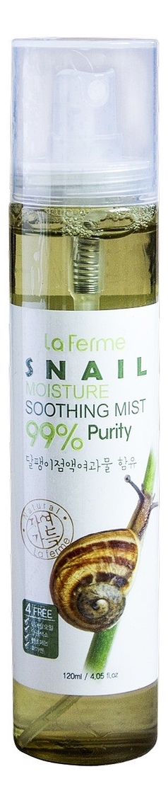 Успокаивающий спрей для лица и тела с муцином улитки La Ferme Snail Moisture Soothing Mist 99% Purity 120мл успокаивающий спрей farm stay la ferme aloevera moisture soothing mist 120 мл