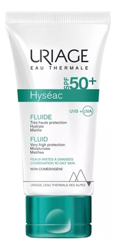 Солнцезащитная эмульсия для жирной и комбинированной кожи лица Hyseac Fluide SPF50+ 50мл