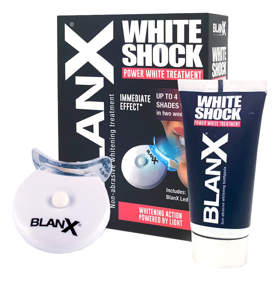 Купить Зубная паста отбеливающий уход White Shock Treatment + с световым активатором Led Bit 50мл, BlanX