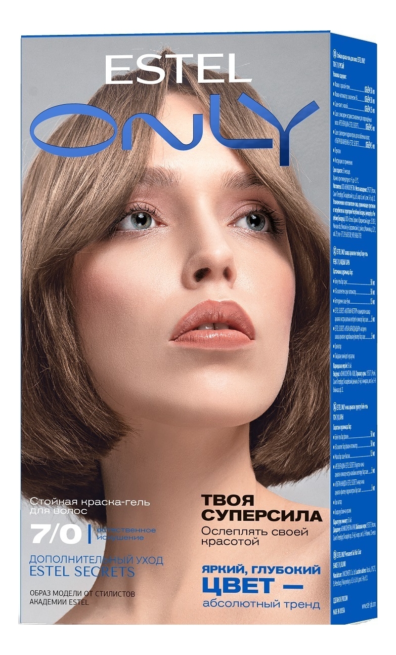 

Стойкая краска-гель для волос ONLY 150г: 7.0 Русый, Стойкая краска-гель для волос ONLY 150г