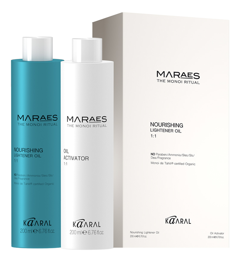 

Осветляющее и увлажняющее масло для волос с моной де Таити Maraes Nourishing Lightener Oil 2*200мл