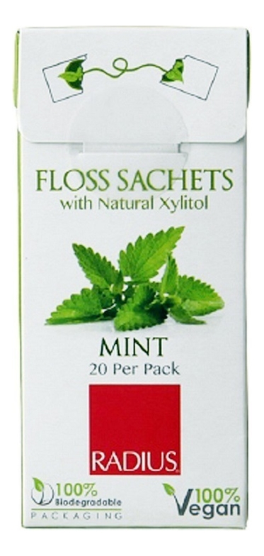 Зубная нить в одноразовых упаковках Floss Sachets With Natural Xylitol Mint 20шт (мята)