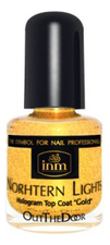 INM Голографическая сушка-закрепитель лака для ногтей Northen Lights Hologram Top Coat Gold