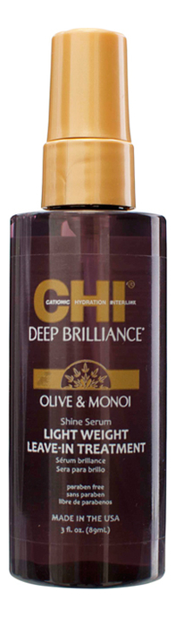 Легкая несмываемая сыворотка для волос Deep Brilliance Olive  Monoi Shine Serum: Сыворотка 89мл