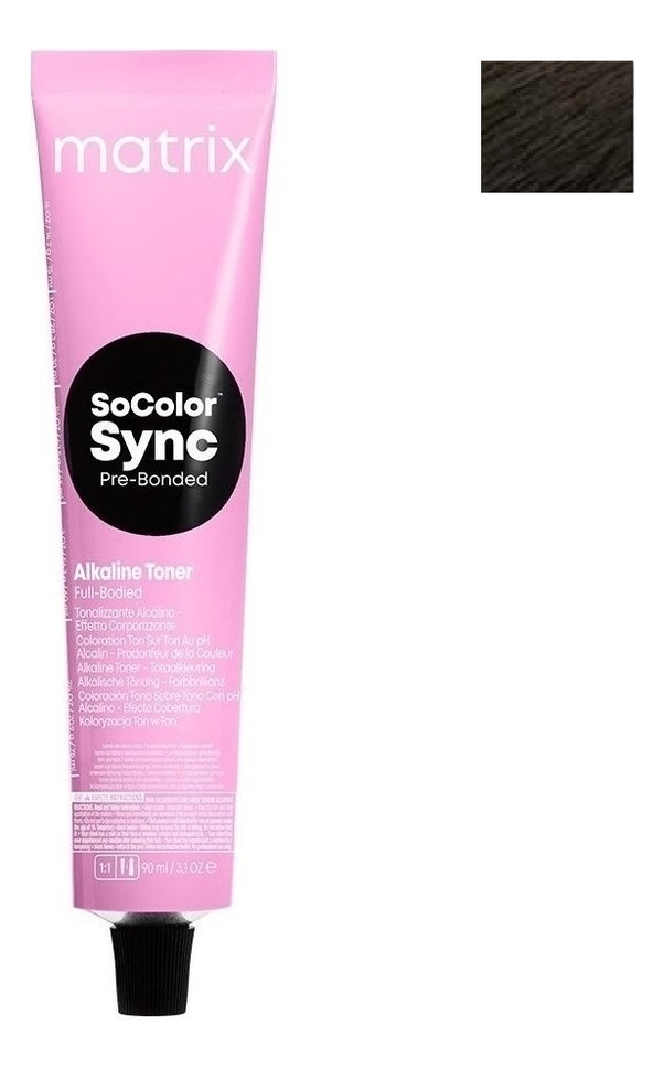 Крем-краска для волос без аммиака SoColor Sync Pre-Bonded Toner 90мл: 4A