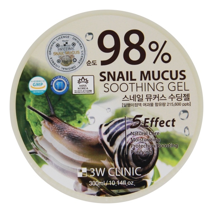 Универсальный гель для тела с улиточным муцином 98% Snail Mucus Soothing Gel 300мл гель 3w clinic 98% snail mucus soothing gel 300