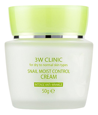 3W CLINIC Крем для лица увлажняющий Snail Moist Control Cream 50г