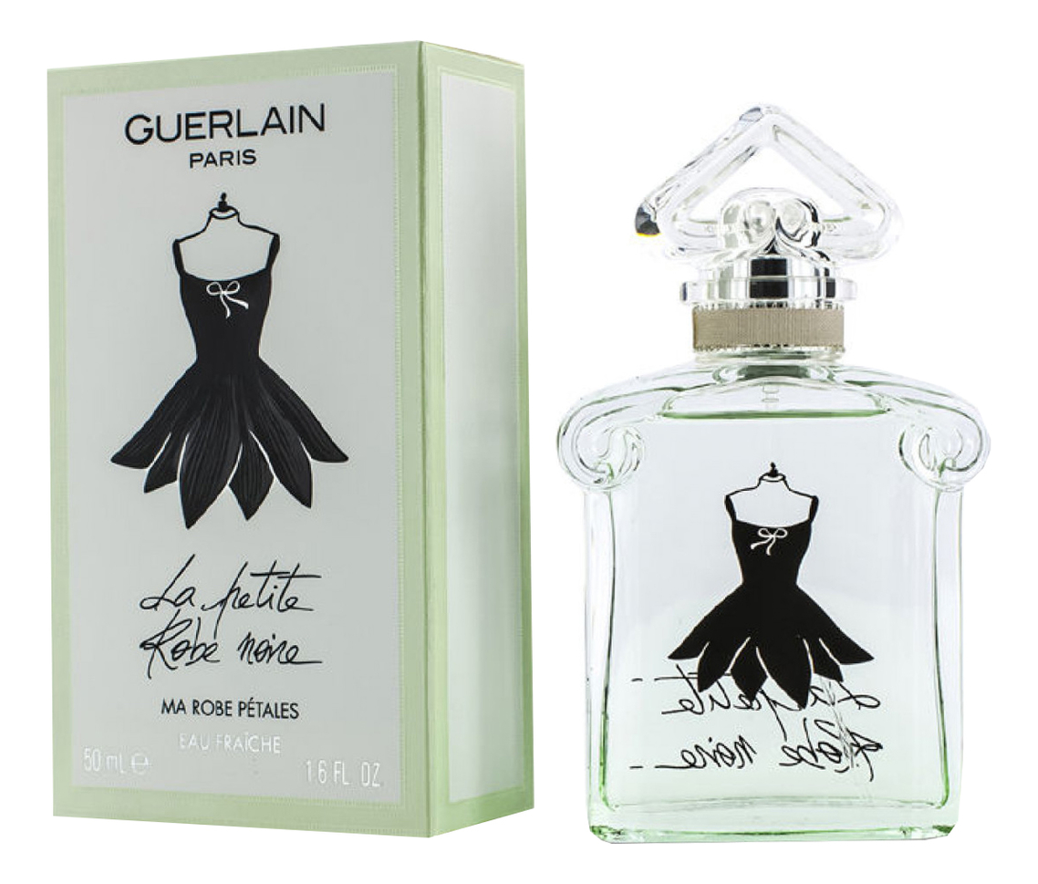 Меньше духи. Guerlain la petite Robe noire Eau Fraiche, 100 ml. Герлен ла Петит Роб Нуар Eau Fraiche. Туалетная вода Guerlain la petite Robe noire ma Robe petales. Духи герлен черное платье 30 мл.