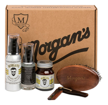 Morgan's Pomade Набор для бороды (эликсир 30мл + воск и усов 50г + шампунь 100мл + щетка + складная расческа)
