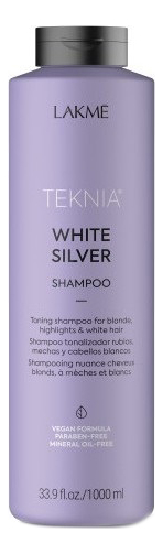 Тонирующий шампунь для нейтрализации желтого оттенка волос Teknia White Silver Shampoo: Шампунь 1000мл