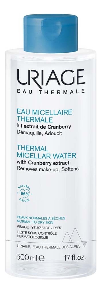 Купить Мицеллярная вода для сухой и нормальной кожи Eau Thermale Micellaire: Вода 500мл, Uriage