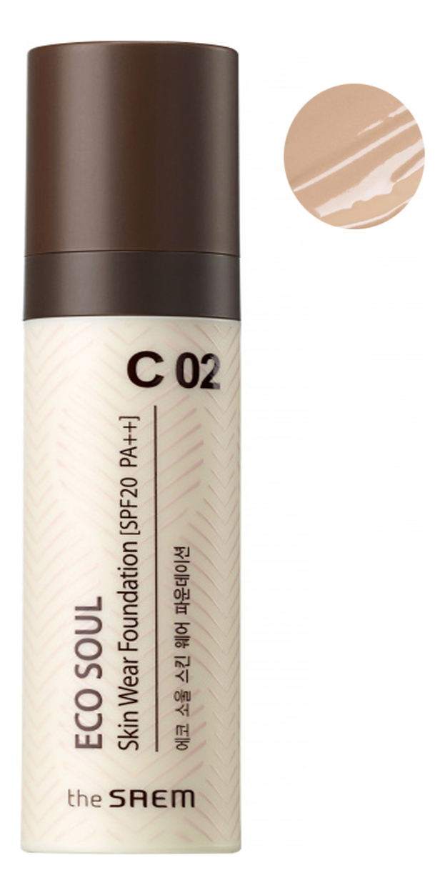 

Тональная основа Eco Soul Skin Wear Foundation 30мл: C02 Cotton tone, Тональная основа Eco Soul Skin Wear Foundation 30мл