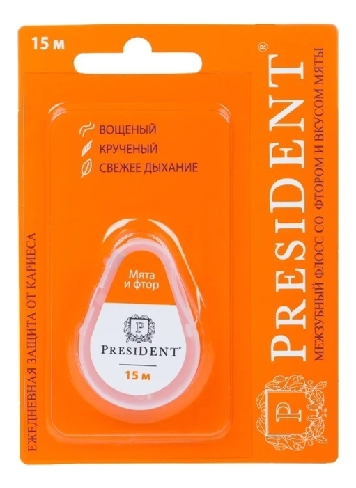 

Зубная нить вощеная с фтором Dental Floss Fresh Breath 15м (мята)