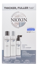 NIOXIN Набор для волос Hair System 1 Normal To Thin-Looking (шампунь Cleanser Shampoo 300мл + кондиционер Therapy Conditioner 300мл + маска Scalp Treatment 100мл)