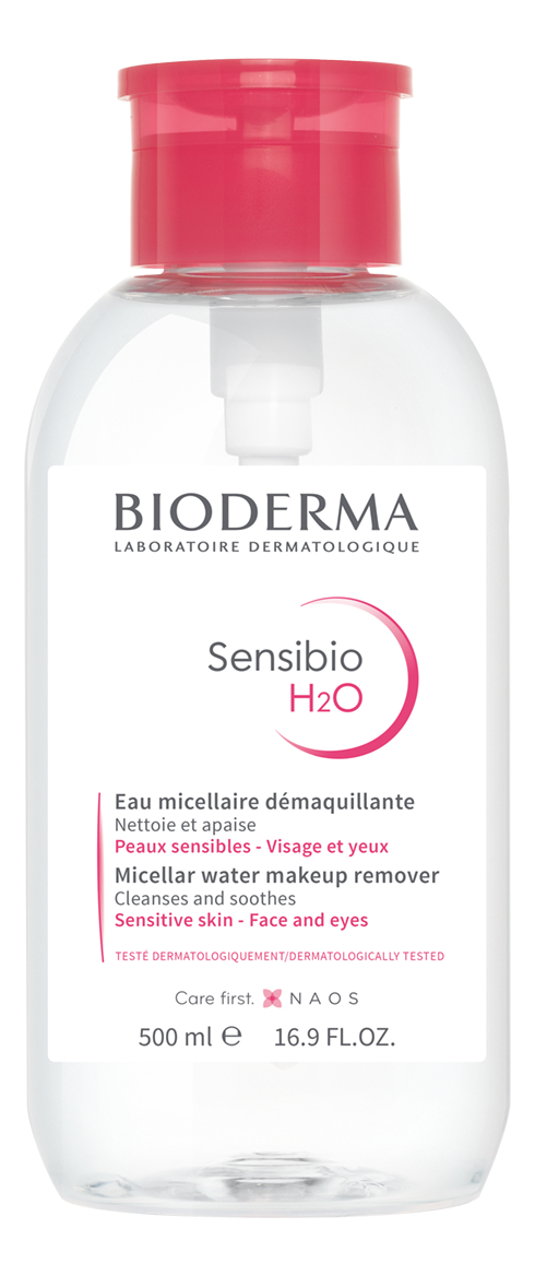 Мицеллярная вода для лица Sensibio H2O Micelle Solution: Вода 500мл (с помпой) увлажняющий тоник для лица с гиалуроновой кислотой 500мл