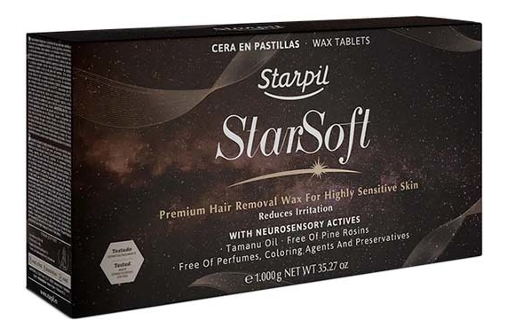 Низкотемпературный полимерный воск для депиляции в брикетах Star Soft Hair Removal Wax For Highly Sensitive Skins Reduce Irritation: Воск 1000г