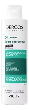 Регулирующий шампунь для жирных волос Dercos Oil Control 200мл