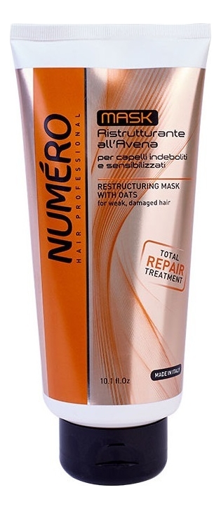 Маска для волос с экстрактом овса Numero Restructuring Mask With Oats: Маска 300мл brelil professional numero numero restructuring mask with oats восстанавливающая маска для волос 1000 мл банка