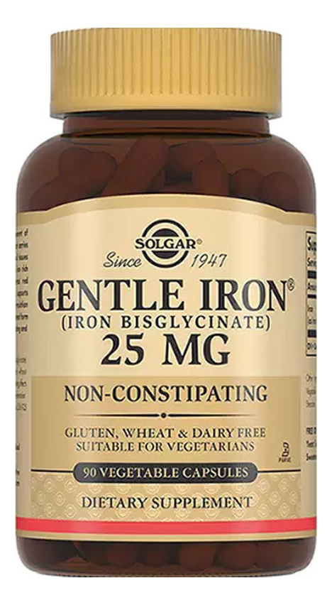 Биодобавка Легкодоступное железо Джентл Айрон Gentle Iron Non-Constipating 90 капсул solgar легкодоступное железо джентл айрон 90 капсул