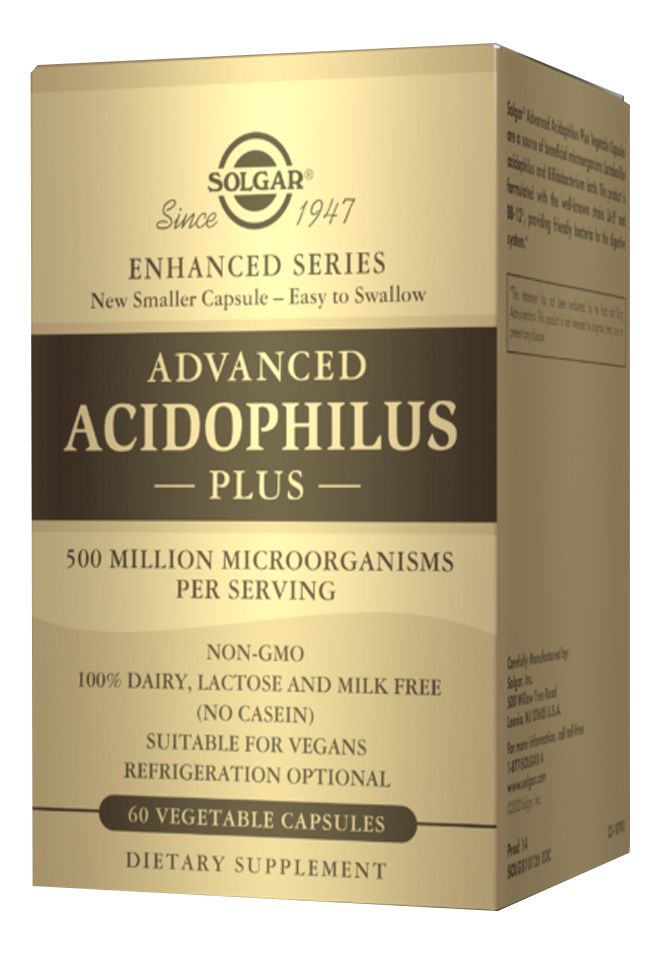 Купить Биодобавка Ацидофилус плюс Advanced Acidophilus Plus 60 капсул, SOLGAR