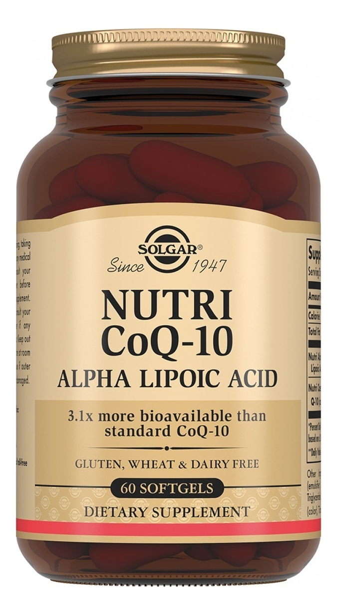 Купить Биодобавка Нутрикоэнзим Q-10 с альфа-липоевой кислотой Nutri CoQ-10 Alpha Lipoic Acid 60 капсул, SOLGAR