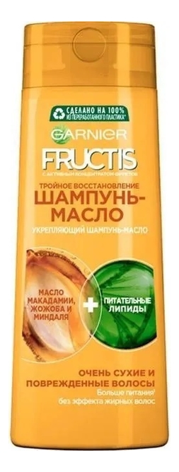 

Шампунь-масло для волос Тройное восстановление Fructis: Шампунь 400мл, Шампунь-масло для волос Тройное восстановление Fructis