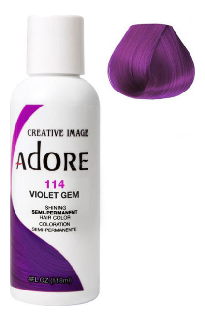 

Краска для волос Adore Hair Color 118мл: 114 Violet Gem, Краска для волос Adore Hair Color 118мл