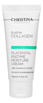 Увлажняющий крем для лица с витаминами A, E и гиалуроновой кислотой Elastin Collagen Placental Enzyme Moisture Cream With Vitamins A, E & HA For Oily Skin