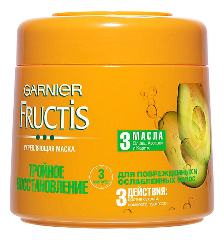 

Укрепляющая маска для волос Тройное восстановление Fructis 300мл