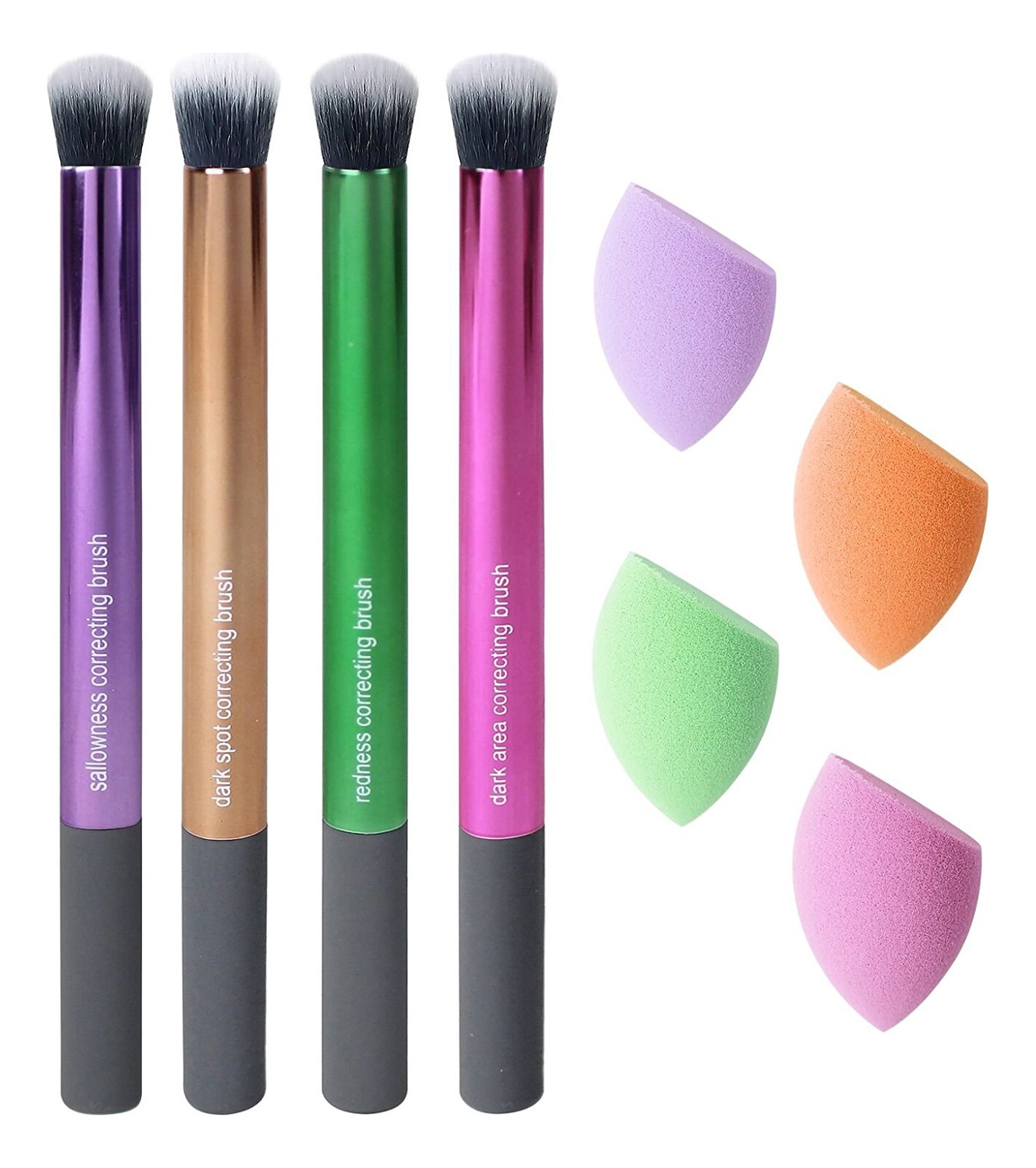 

Набор для макияжа Color Correcting (кисть 4шт + спонж 4шт)
