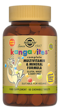 SOLGAR Биодобавка для детей с мультивитаминами и минералами Kangavites 60 капсул (тропические фрукты)