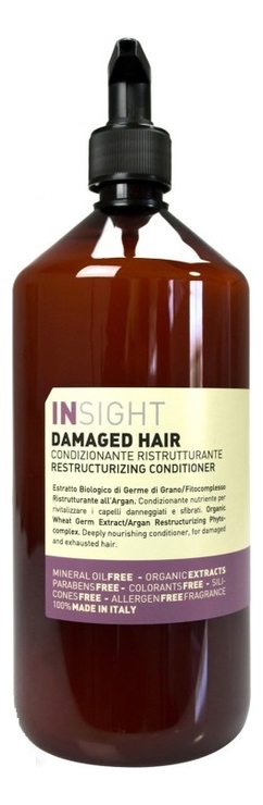 Кондиционер для поврежденных волос Damaged Hair Restructurizing Conditioner: Кондиционер 900мл insight шампунь damaged hair restructurizing восстанавливающий для поврежденных волос 100 мл