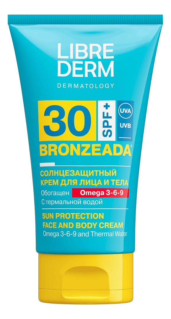 

Солнцезащитный крем для лица и тела с Омега 3-6-9 и термальной водой Bronzeada Sun Protection SPF30 150мл