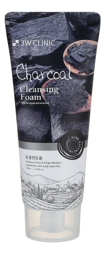 Купить Пенка для умывания Charcoal Cleansing Foam 100мл, 3W CLINIC