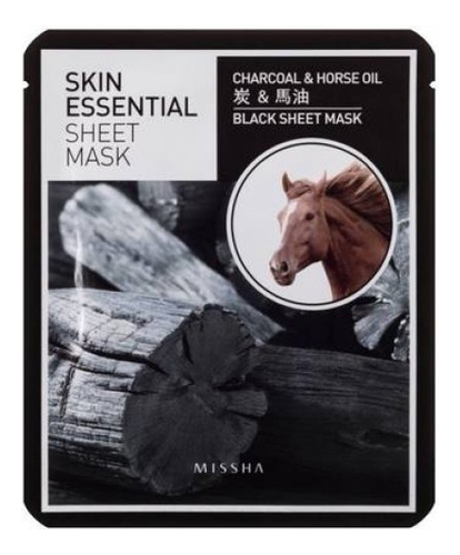 

Питательная маска для лица Skin Essential Sheet Mask Charcoal & Horse Oil