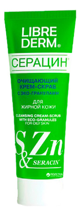 Очищающий крем-скраб с эко-гранулами для жирной кожи Серацин Seracine Cleansing Cream-Scrub 75мл либридерм серацин крем скраб для лица очищающий с эко гранулами 75мл