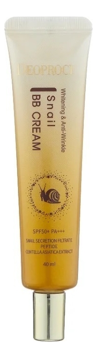 

BB крем для лица с муцином улитки Whitening & Anti-Wrinkle Snail Cream SPF50+ PA+++ 40мл